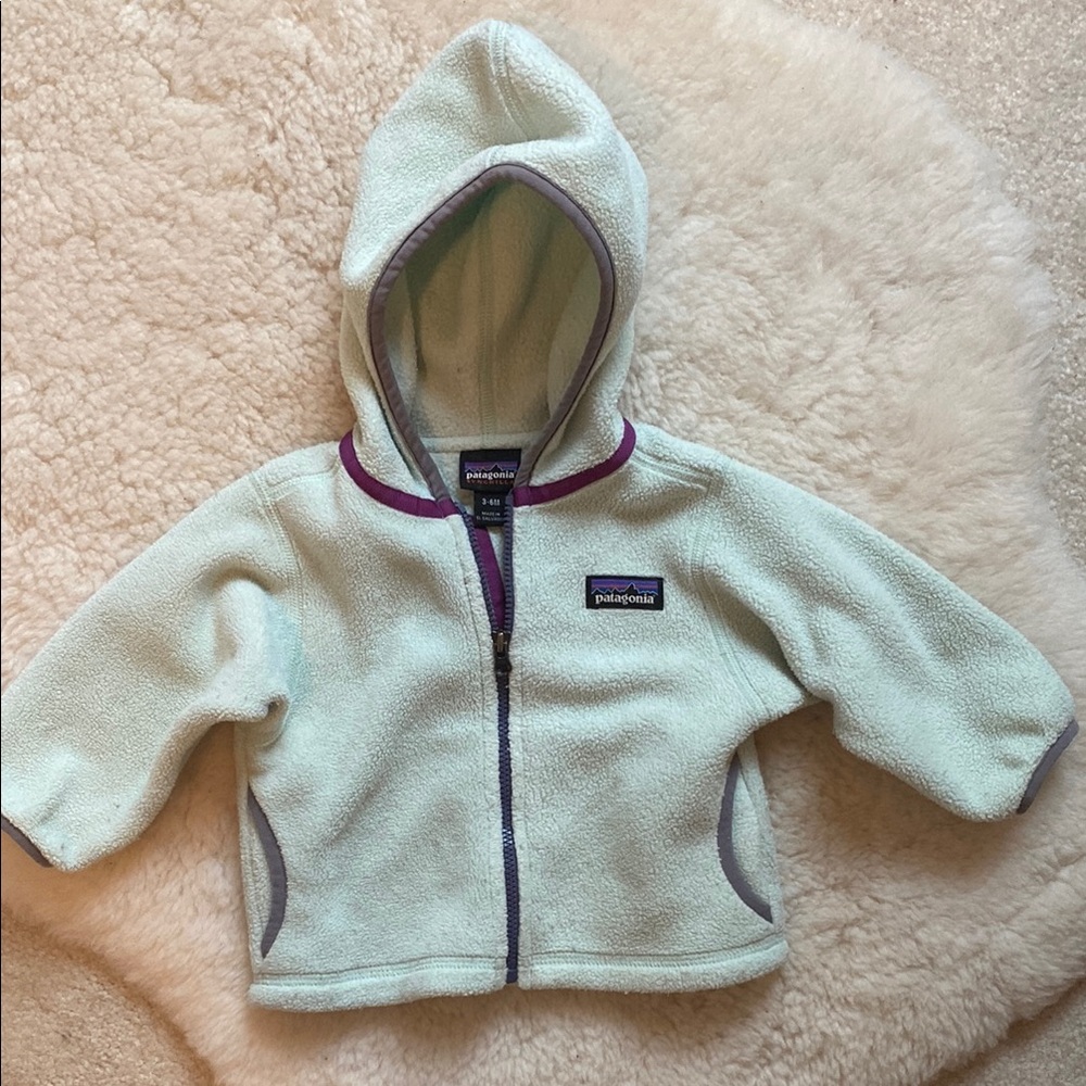 Patagonia Hooded Zip up Baby Fleece 3-6 months
